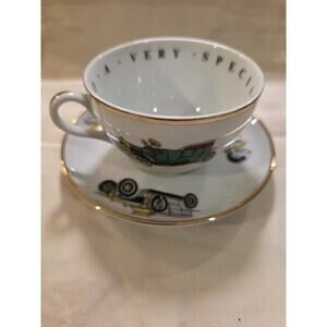 Vtg Princess House Porcelain Cup & Saucer Vintage Cars A Very Special Person